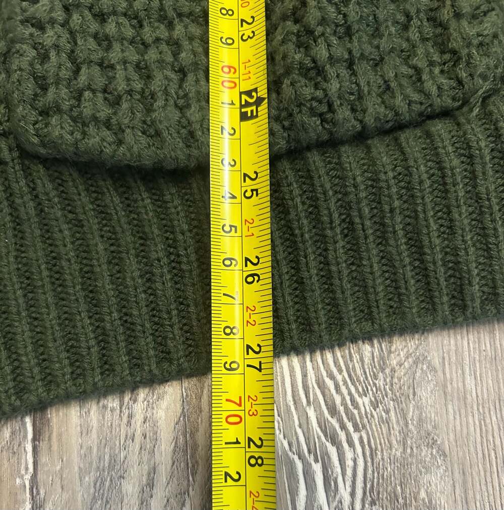 Waffle Knit Button-Down Cardigan, Deep Green, Size 2X - Picture 4 of 6